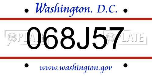 068J57 District Of Columbia License Plate