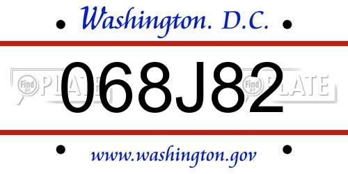 068J82 District Of Columbia License Plate
