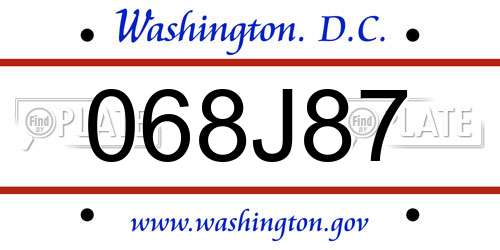068J87 District Of Columbia License Plate