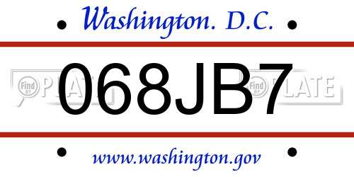 068JB7 District Of Columbia License Plate