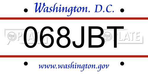 068JBT District Of Columbia License Plate