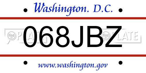 068JBZ District Of Columbia License Plate