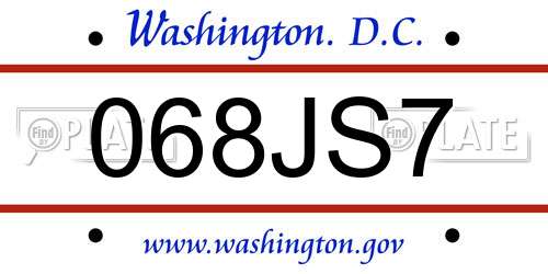 068JS7 District Of Columbia License Plate