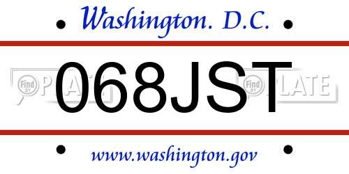 068JST District Of Columbia License Plate