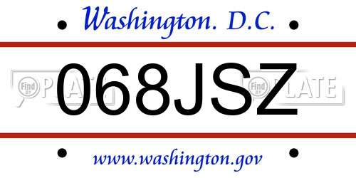 068JSZ District Of Columbia License Plate
