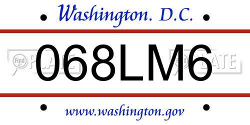 068LM6 District Of Columbia License Plate