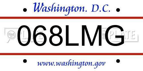 068LMG District Of Columbia License Plate