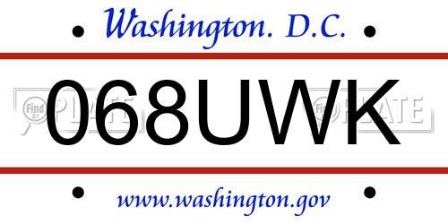 068UWK District Of Columbia License Plate