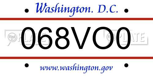 068VO0 District Of Columbia License Plate