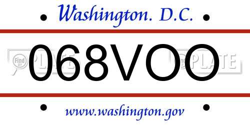 068VOO District Of Columbia License Plate