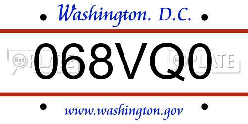 068VQ0 District Of Columbia License Plate