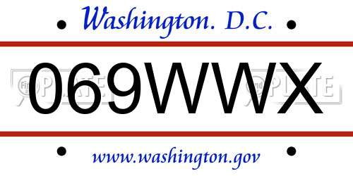 069WWX District Of Columbia License Plate