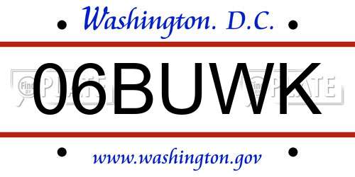 06BUWK District Of Columbia License Plate