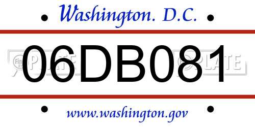 06DB081 District Of Columbia License Plate