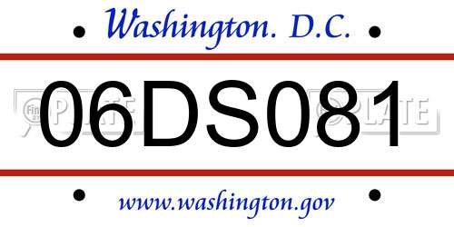 06DS081 District Of Columbia License Plate