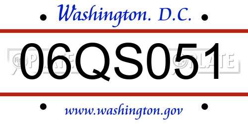 06QS051 District Of Columbia License Plate