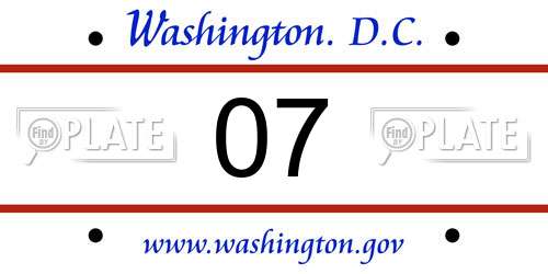 07 District Of Columbia License Plate