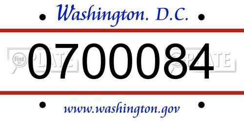 0700084 District Of Columbia License Plate