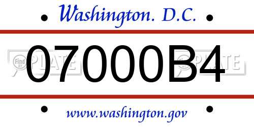 07000B4 District Of Columbia License Plate
