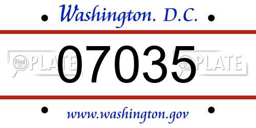 07035 District Of Columbia License Plate