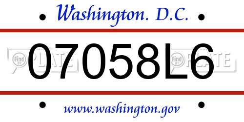 07058L6 District Of Columbia License Plate