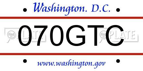 070GTC District Of Columbia License Plate