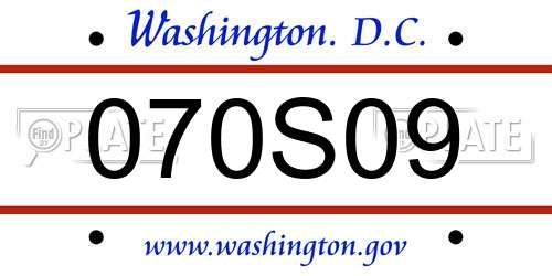 070S09 District Of Columbia License Plate