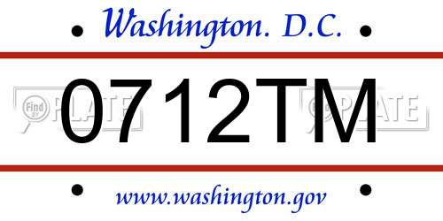0712TM District Of Columbia License Plate