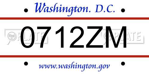 0712ZM District Of Columbia License Plate