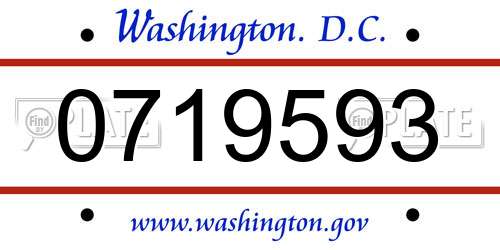 0719593 District Of Columbia License Plate