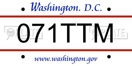 071TTM District Of Columbia License Plate