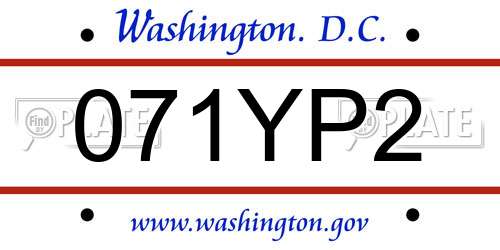 071YP2 District Of Columbia License Plate