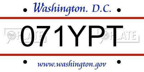 071YPT District Of Columbia License Plate