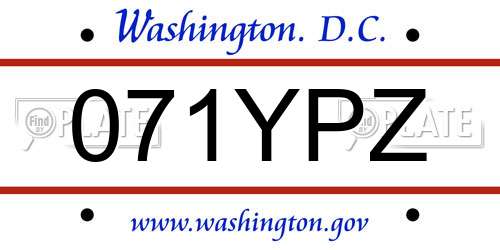 071YPZ District Of Columbia License Plate