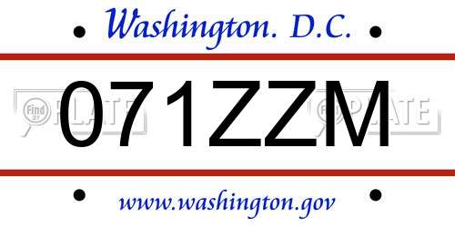 071ZZM District Of Columbia License Plate