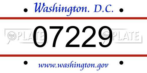 07229 District Of Columbia License Plate