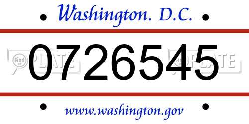 0726545 District Of Columbia License Plate
