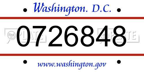 0726848 District Of Columbia License Plate