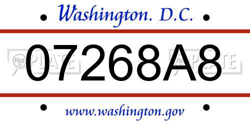 07268A8 District Of Columbia License Plate