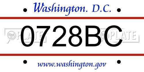 0728BC District Of Columbia License Plate