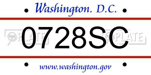 0728SC District Of Columbia License Plate