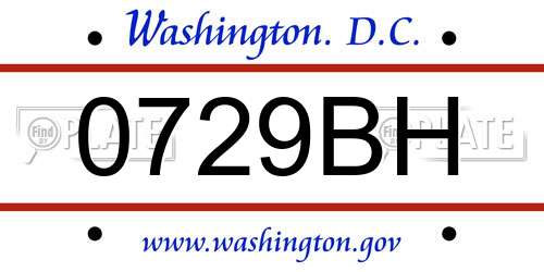 0729BH District Of Columbia License Plate