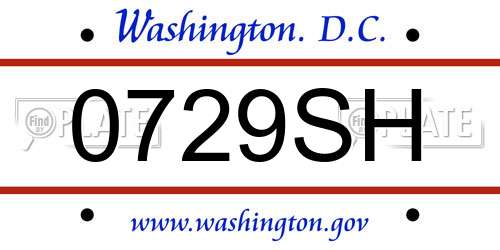 0729SH District Of Columbia License Plate