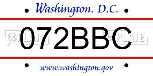 072BBC District Of Columbia License Plate
