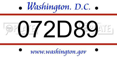 072D89 District Of Columbia License Plate