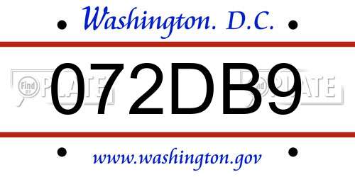 072DB9 District Of Columbia License Plate