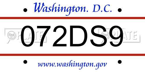 072DS9 District Of Columbia License Plate