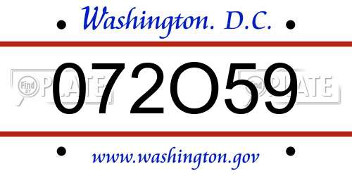 072O59 District Of Columbia License Plate