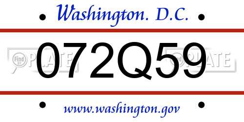 072Q59 District Of Columbia License Plate