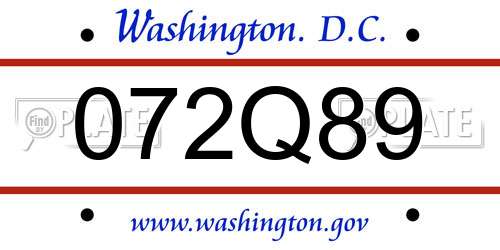 072Q89 District Of Columbia License Plate